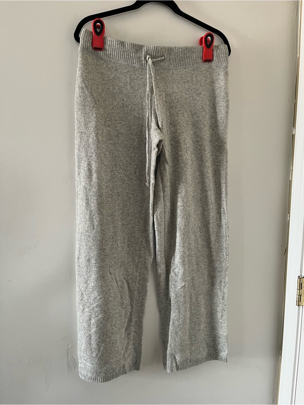 NWT Y2K Loft Wool Cashmere Blend Knit Gray Wide Leg Pants Small Drawstring